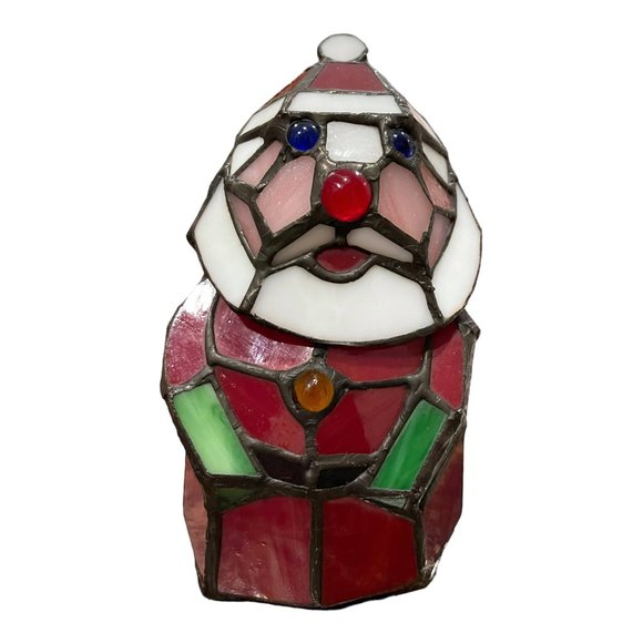Hand Made LED Lighted Santa Claus Accent Lamp Lighted Art Glass by River of Good - Picture 8 of 12